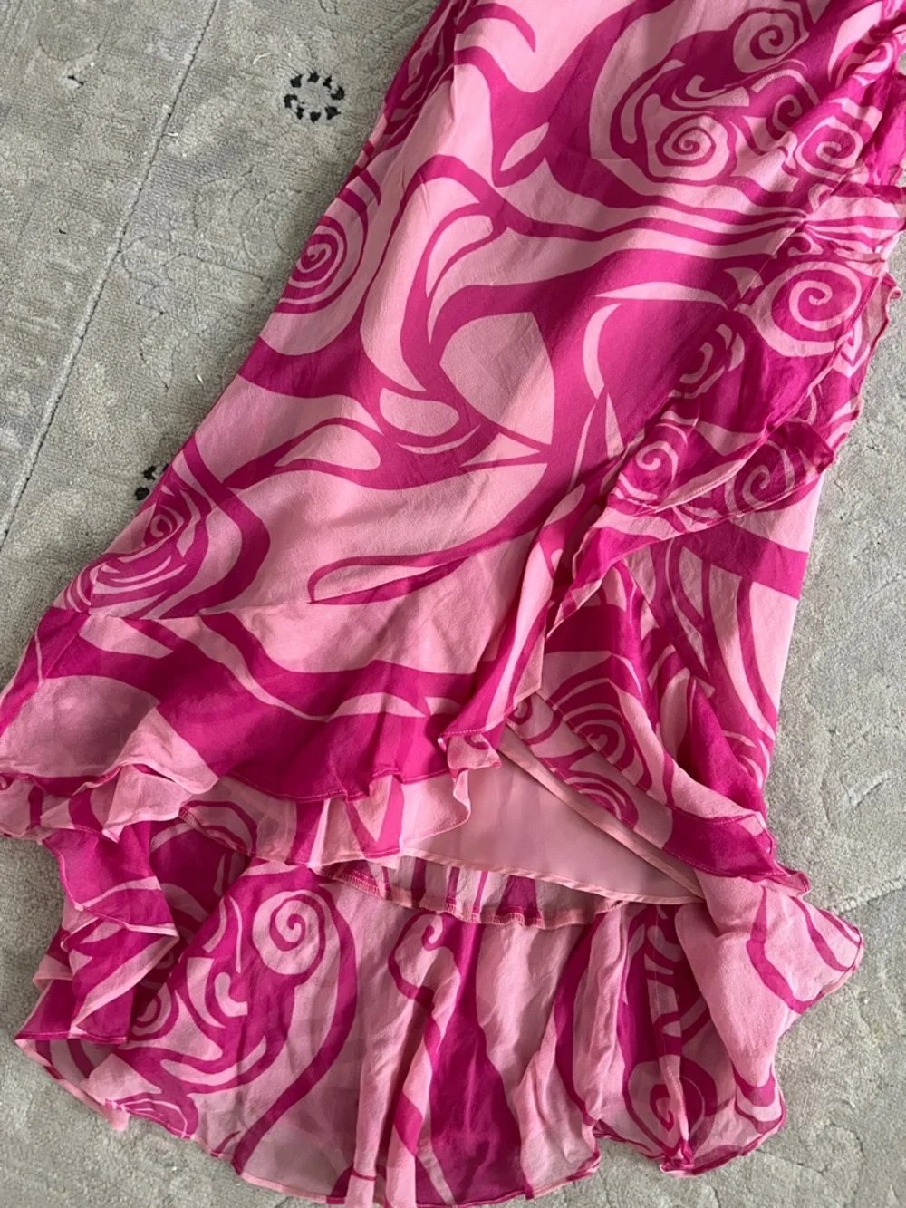 Jones New York Pink Swirl High-Low Ruffle Dress - Picture 2 of 6